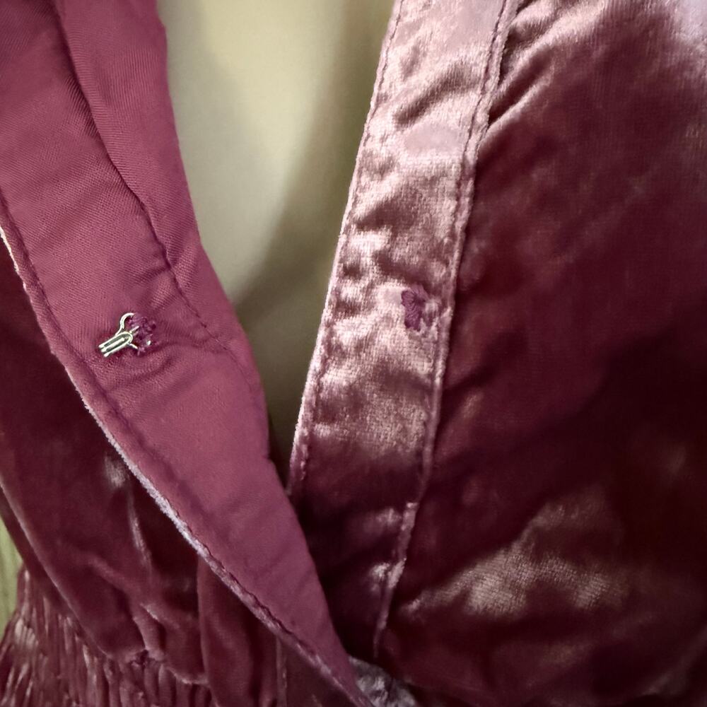 Anthropologie Somerset Velvet Maxi Dress XS Mauve Rose Pink Smocked Boho NWT - Picture 5 of 8